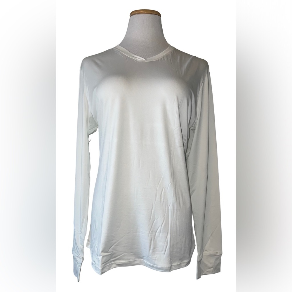 Cuddl Duds Chill Chasers Stretch Microfiber Long Sleeve V-Neck Top CD8585 Ivory